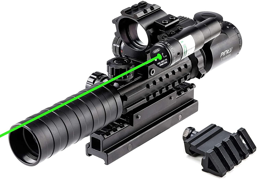 3-9x32 Illuminated Tactical Scope with Red Laser & Holographic Dot Sight